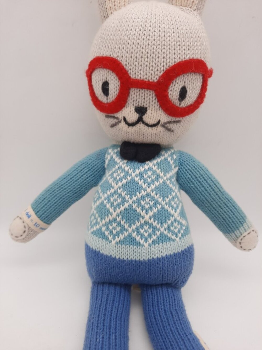 CUDDLE + KIND Approx 16" Benedict the Bunny Crochet Rabbit Plush Made In Peru - Picture 3 of 10